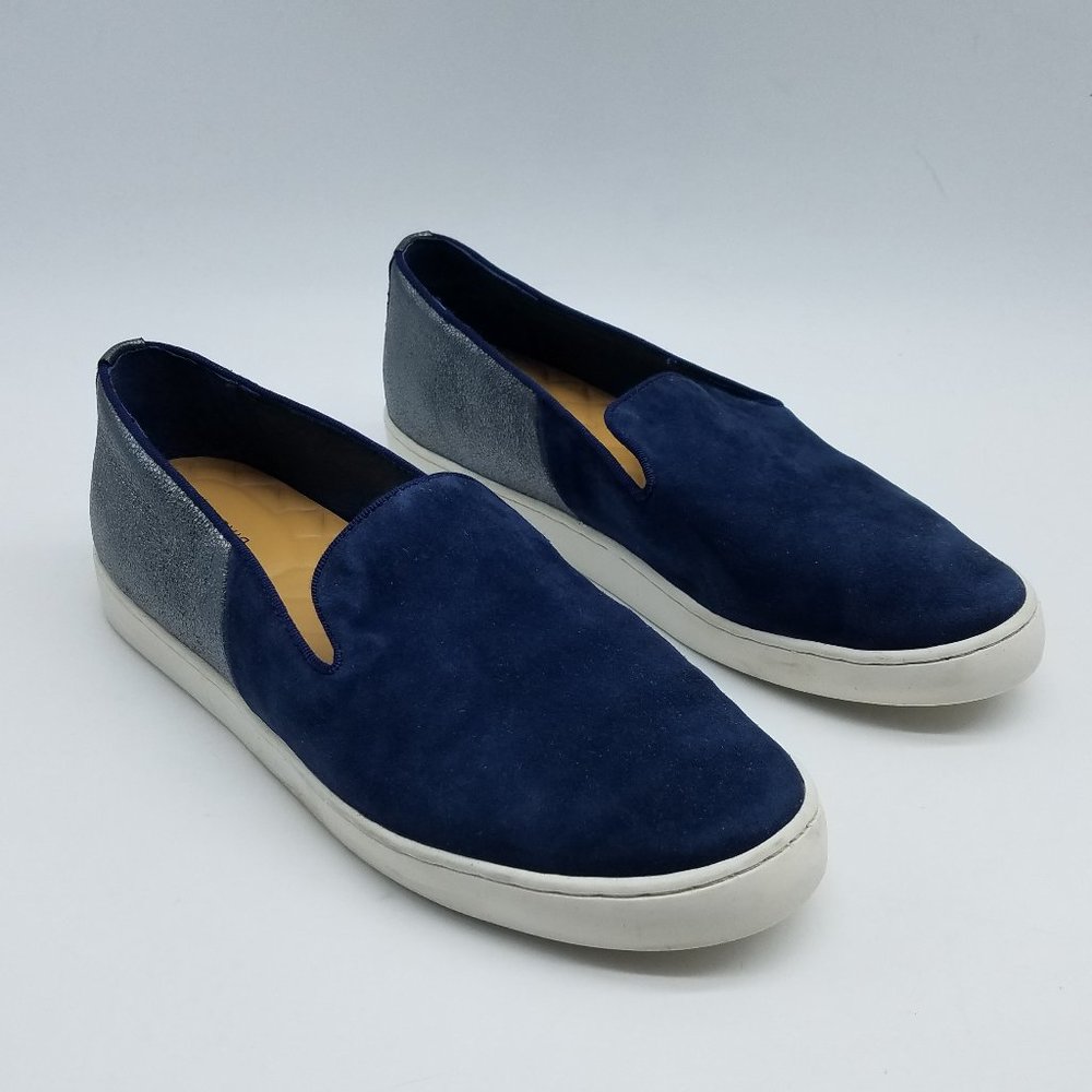 Birdies The Swift Women's Size 5.5 Slip On Sneakers Blue Silver Leather